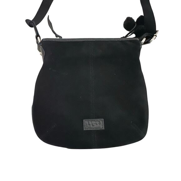 Ugg Australia Black Suede Faux Fur Pocket Crossbody Purse - Black - Picture 2 of 7